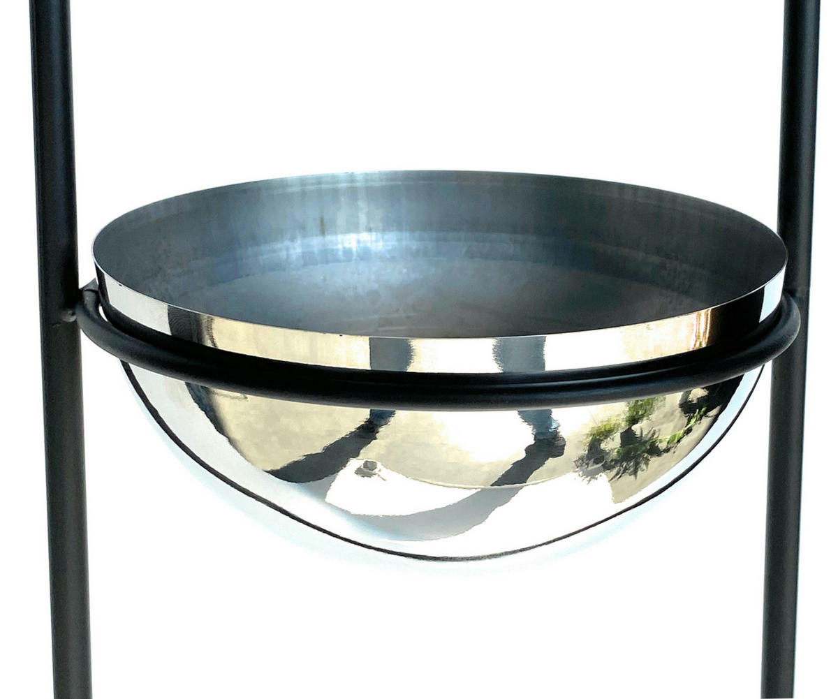 BLUMENAMPEL Wand Metall Schwarz/Silber 44,5 cm - Schwarz, Metall (15/15/7.5cm) - DanDiBo