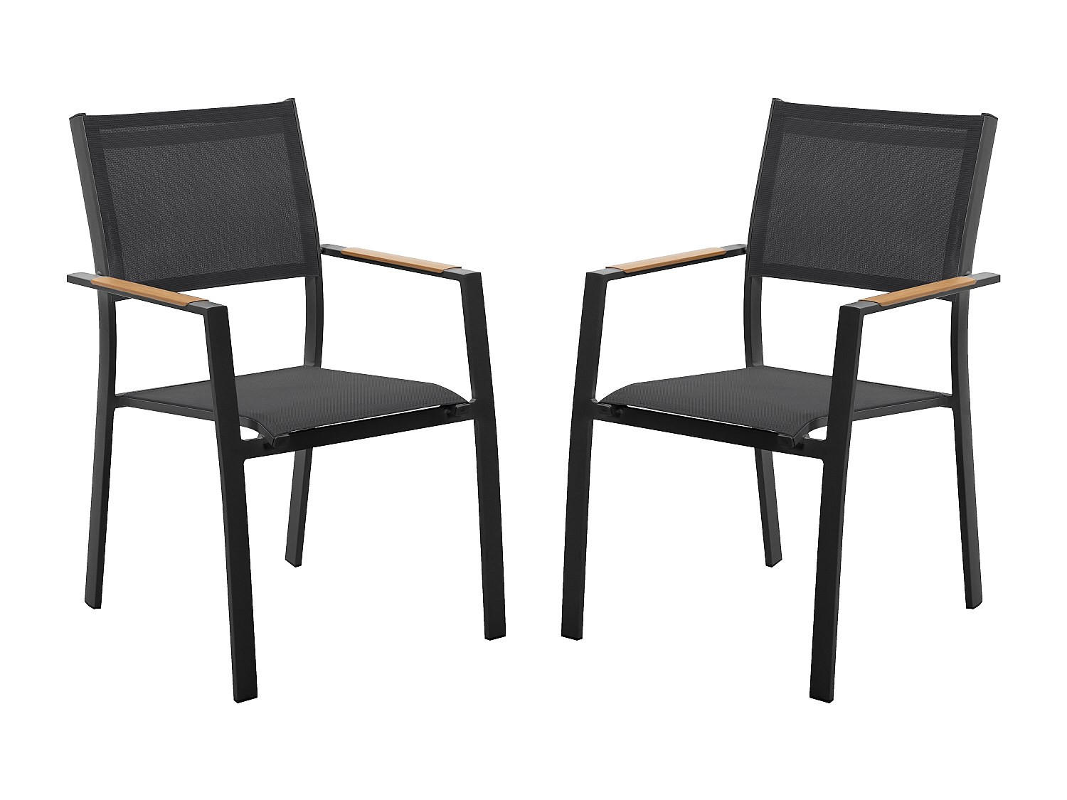 GARTENSTUHL - 57cm x 60cm - Textilene - anthrazitgrau - MACILA - Anthrazit, Metall (57/89/60cm) - Vente-Unique