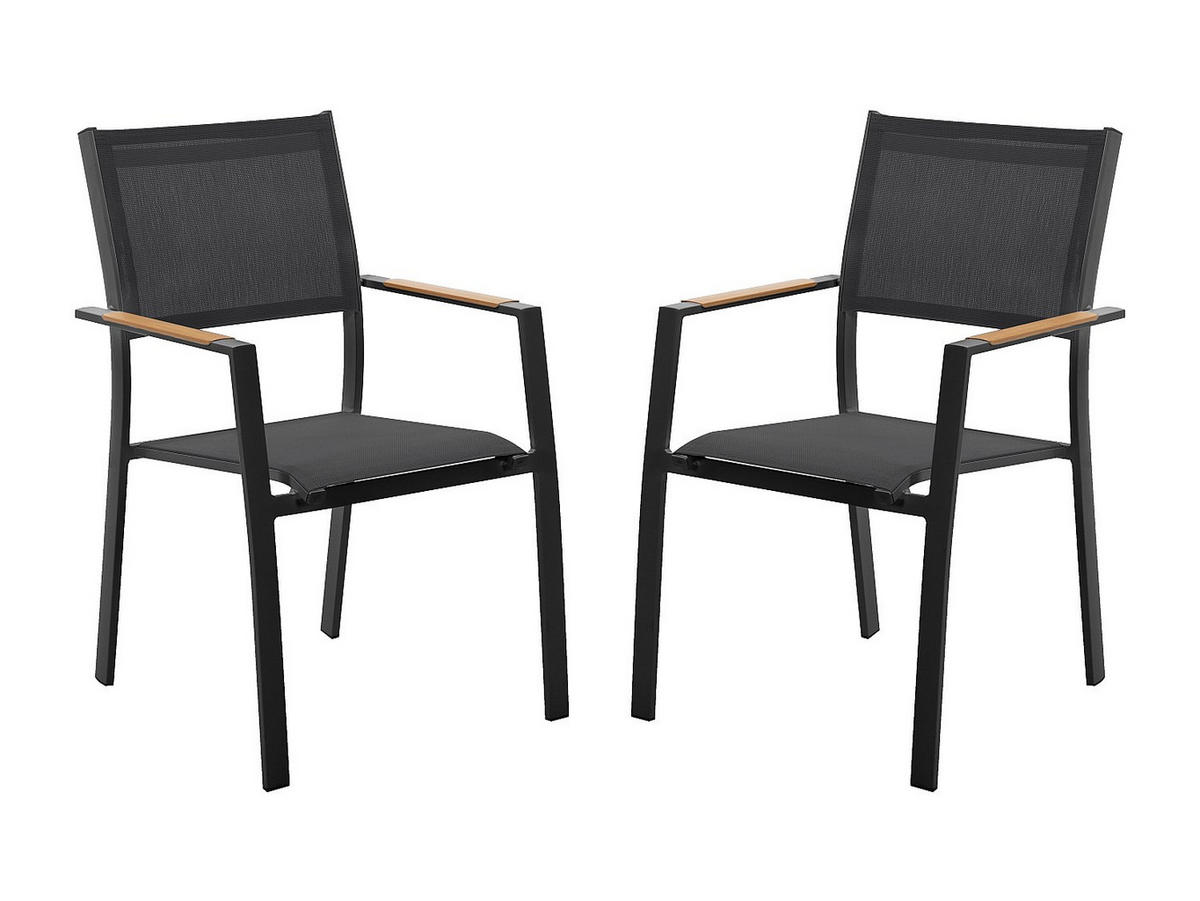 GARTENSTUHL - 57cm x 60cm - Textilene - anthrazitgrau - MACILA - Anthrazit, Metall (57/89/60cm) - Vente-Unique