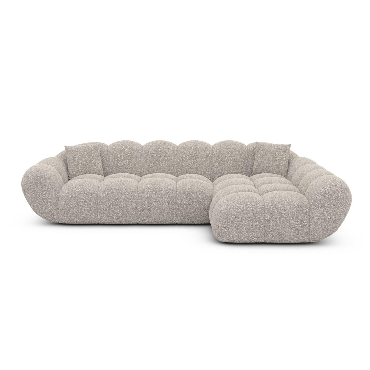 ECKSOFA Liva Sand Bouclé L-Form Rechts - Sandfarben, Textil (160/265cm) - VAROYAL
