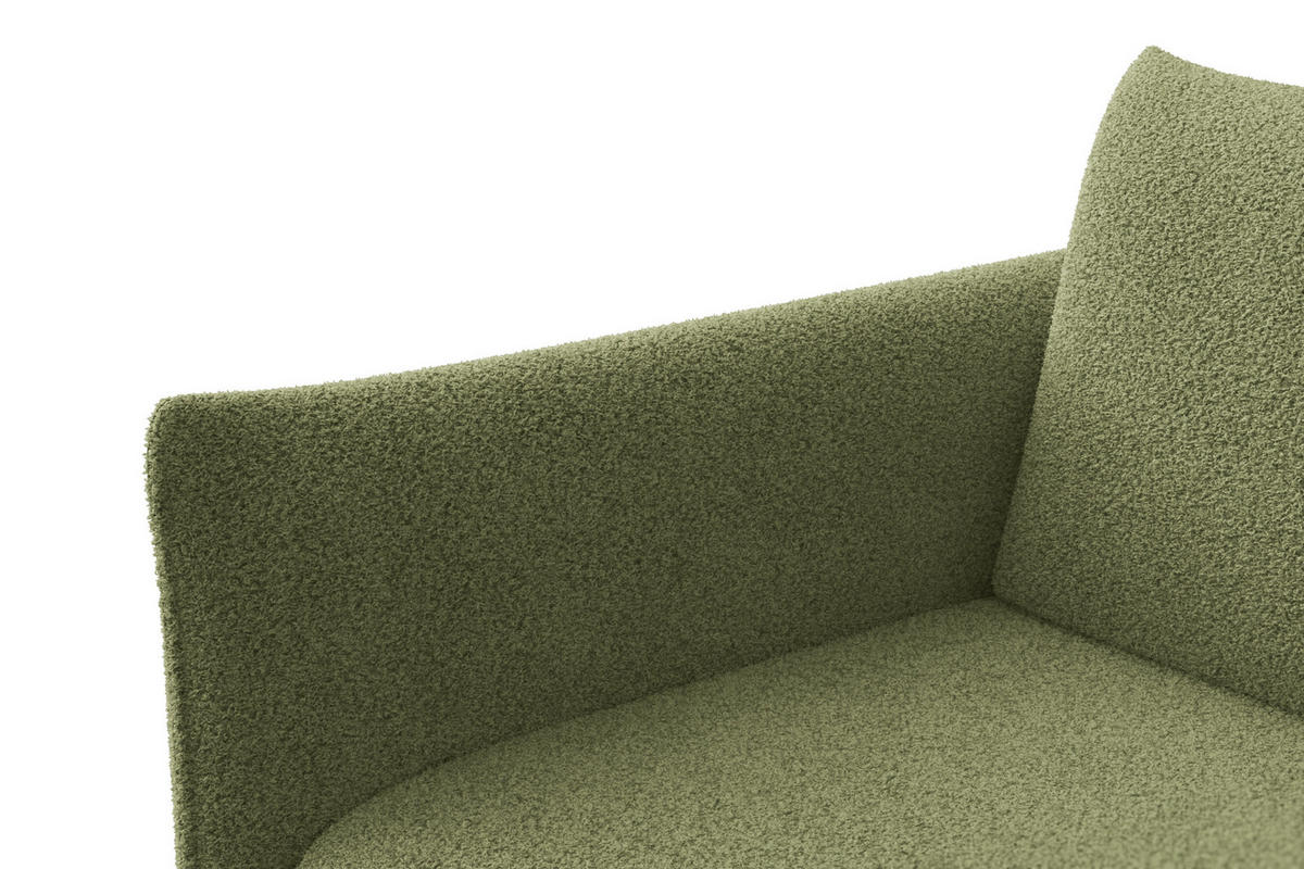 ECKSOFA TAUER 3-Sitzer RECHTS, Bouclé-Stoff grün - Schwarz/Grün, Holz/Textil (206/173cm) - Courtois Laville