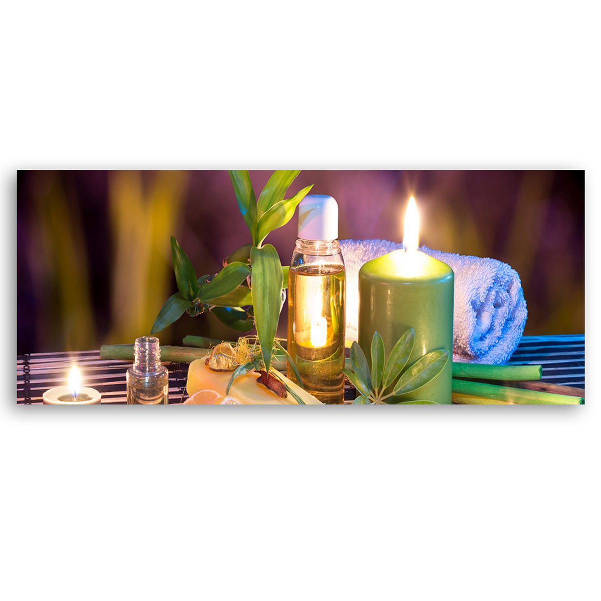 WANDBILD zen spa kerze - Lila, Textil (90/30cm) - Feeby