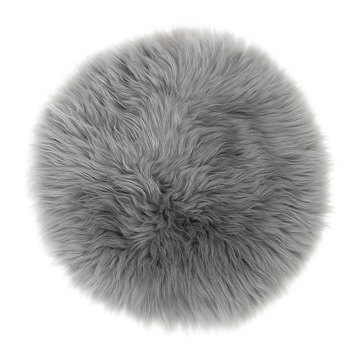 SITZAUFLAGE Lammfell Stuhlauflage Naturfell Rund 30/30 cm - Grau, Fell (30/30cm) - Provellus