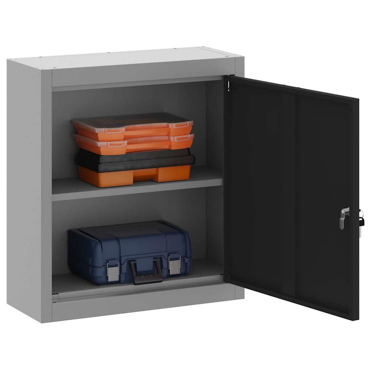 WERKZEUGSCHRANK Mit Regal Schwarz Und Grau 50/20/55 Cm - Schwarz, Metall (20/55/50cm) - vidaXL