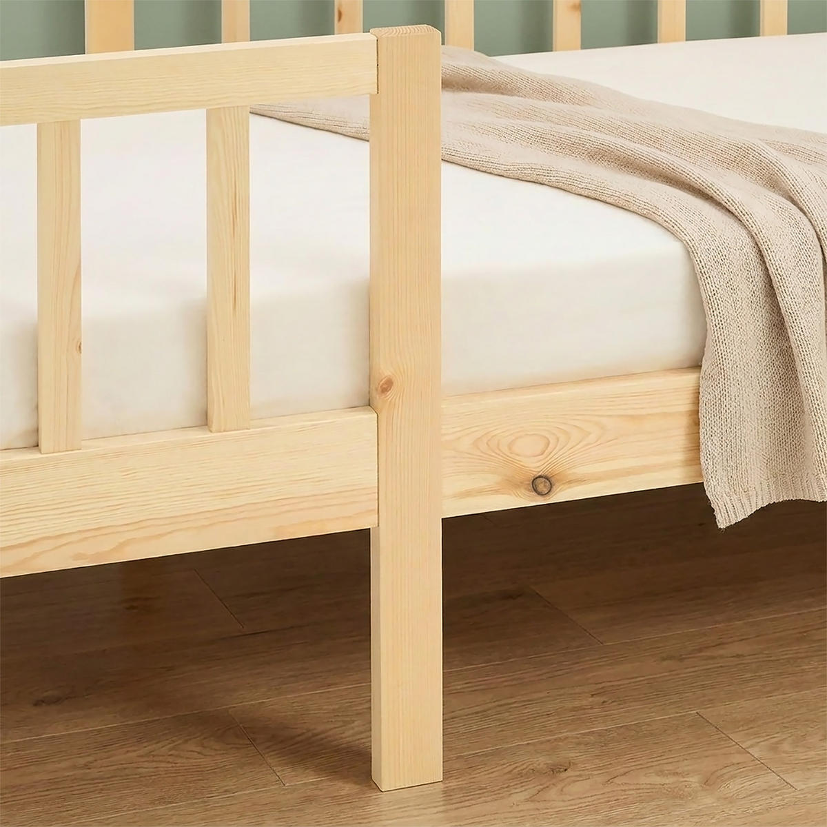 KINDERBETT Grün 90/200 cm Lattenrost Rausfallschutz - Grün, Holz (100/67/208cm) - Homestyle4u