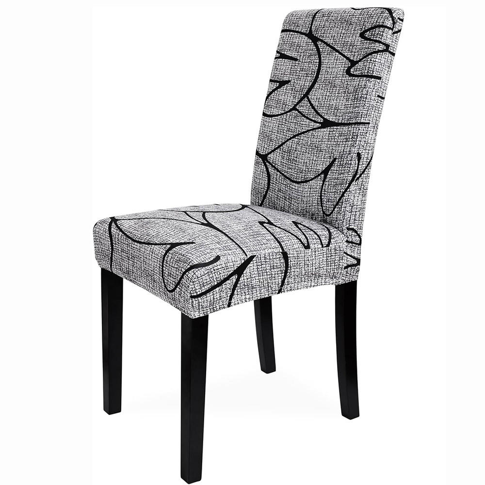 STUHLHUSSE Groß Stretch Waschbar(4-tlg. Set) - Weiß/Grau, Textil (16/18cm) - Kaket