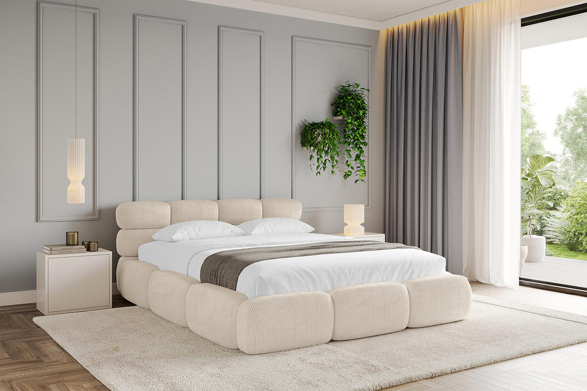 POLSTERBETT mit Bettkasten und Lattenrost, Boxbett ohne Matratze - NOMA 120x200 Beige - Beige, Holzwerkstoff/Textil (120/200cm) - ALTDECOR