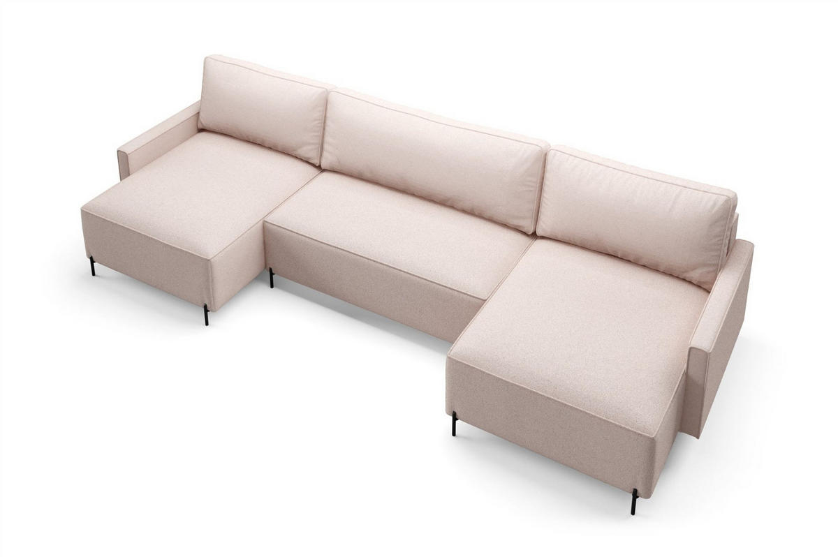 WOHNLANDSCHAFT Braga - Rotbraun, Holzwerkstoff/Textil (372/80/153cm) - Fun Möbel