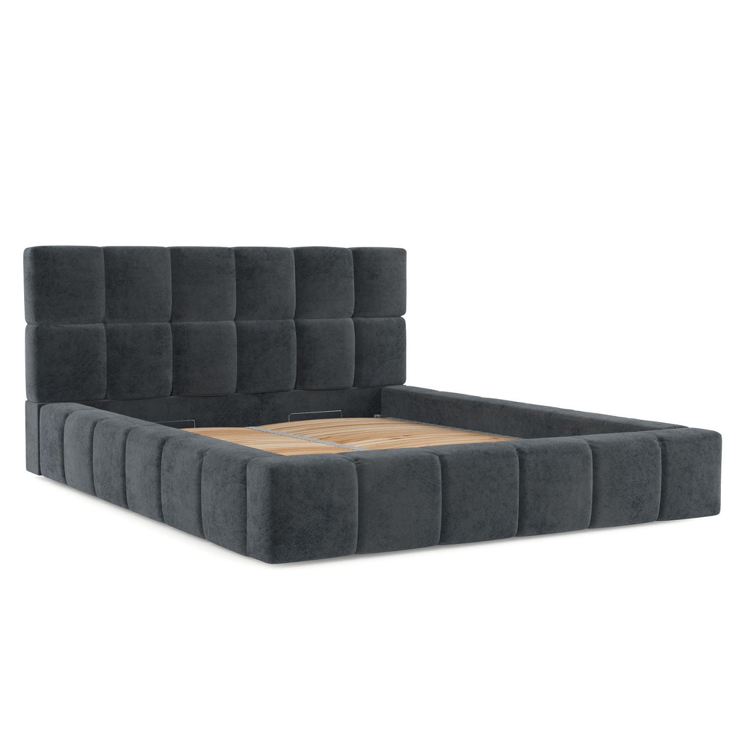 POLSTERBETT Paros mit Stauraum 200/200 cm Anthrazit im Terra NW Stoff - Anthrazit/Schwarz, Holz/Holzwerkstoff (200/200cm) - AltaBeds
