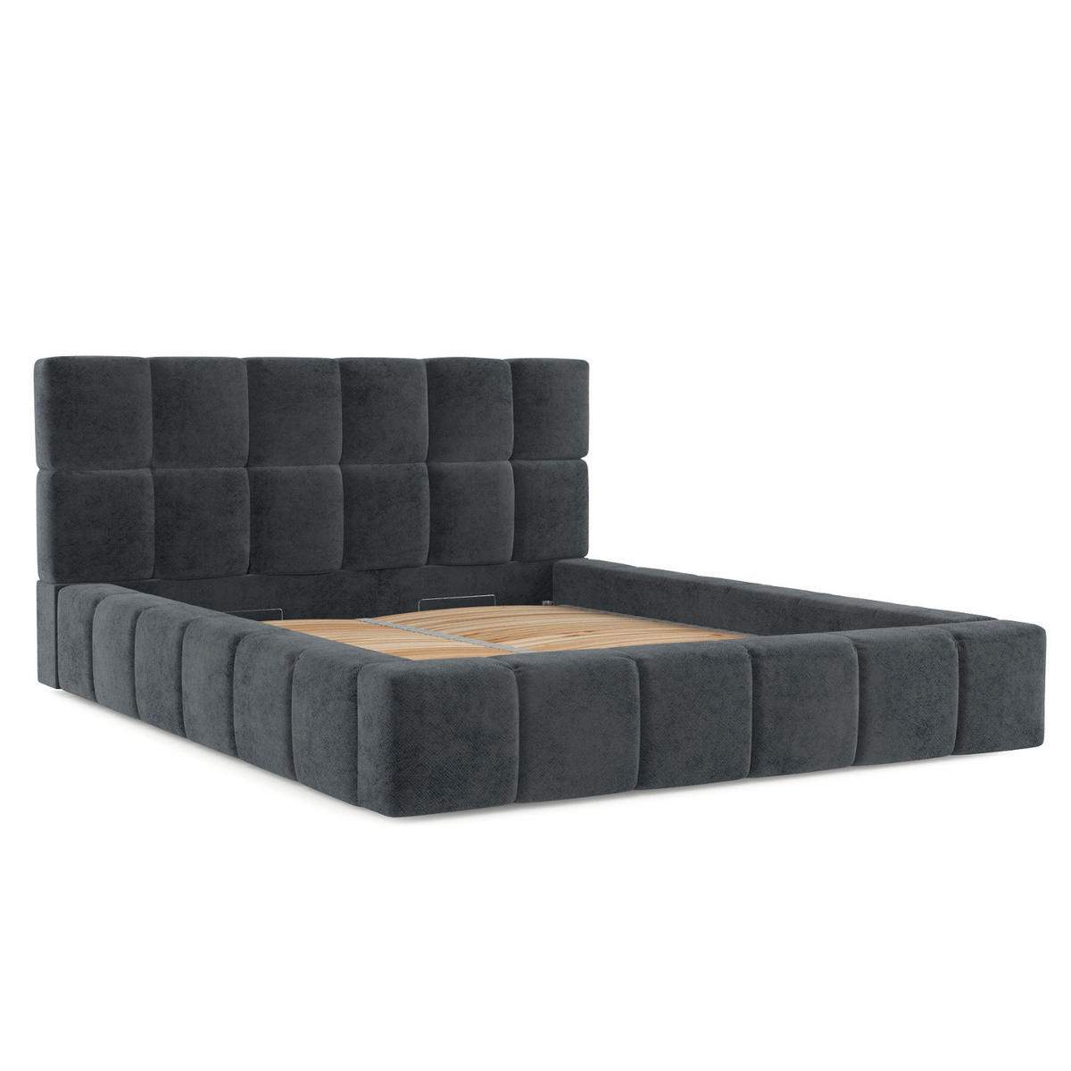 POLSTERBETT Paros mit Stauraum 200/200 cm Anthrazit im Terra NW Stoff - Anthrazit/Schwarz, Holz/Holzwerkstoff (200/200cm) - AltaBeds