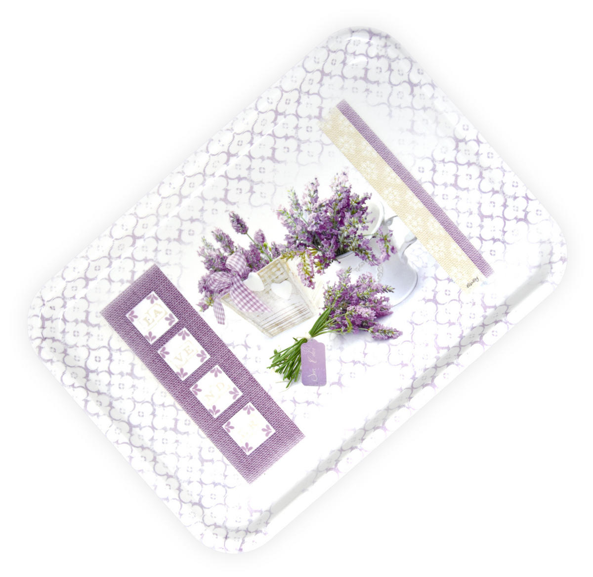 TABLETT Lavendeltraum, rechteckige Melamin Serviertablett 45x31 cm - Flieder, Kunststoff (31/2/45cm) - Lashuma