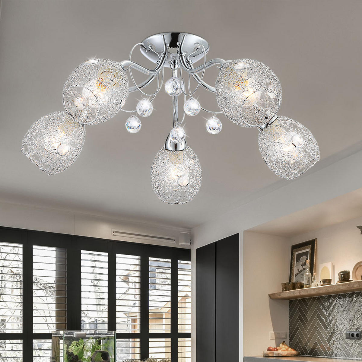 LED DECKENLEUCHTE Metall Weiß - Silberfarben, Metall (54/54/22cm) - Globo Lighting