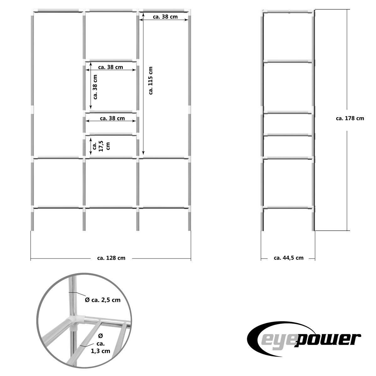 METALL-KLEIDERSCHRANK 178x128x44,5 cm - Silberfarben, Metall (44.5/178/128cm) - eyepower