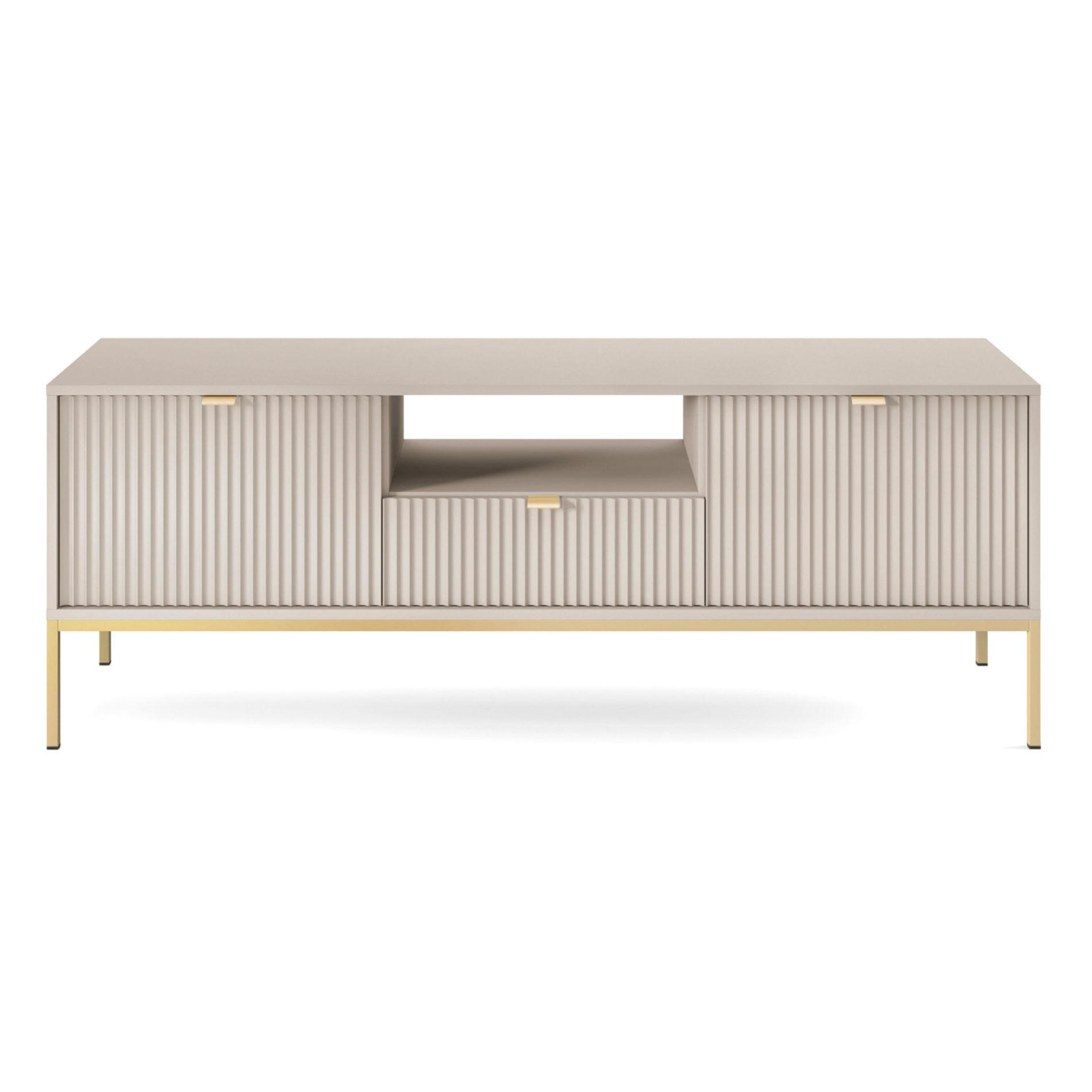 TV-LOWBOARD Vellore Greige / Gold 154 cm - Taupe/Goldfarben, Holzwerkstoff/Metall (154/56/39cm) - Selsey