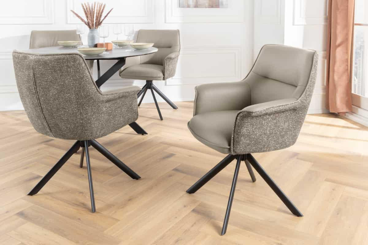 STUHL LE GRAND Echtleder Taupe 90 cm - Taupe/Schwarz, Leder/Textil (66/87/68cm) - riess-ambiente