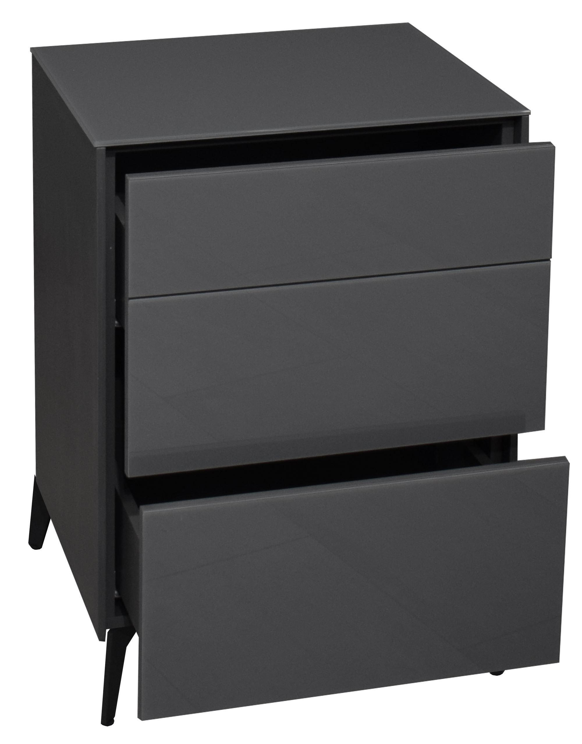 KOMMODE Elfi 52x42x78 Hochglanz Anthrazit/Glas Anthrazit - Anthrazit, Holzwerkstoff (52/78/42cm) - 58aufmkessel