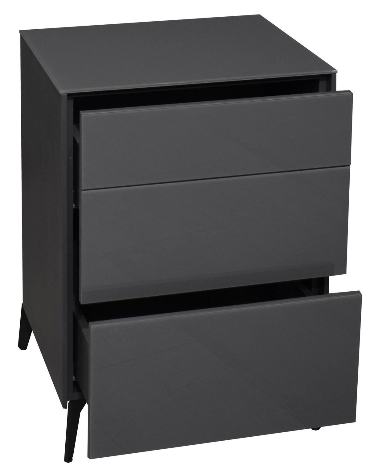 KOMMODE Elfi 52x42x78 Hochglanz Anthrazit/Glas Anthrazit - Anthrazit, Holzwerkstoff (52/78/42cm) - 58aufmkessel