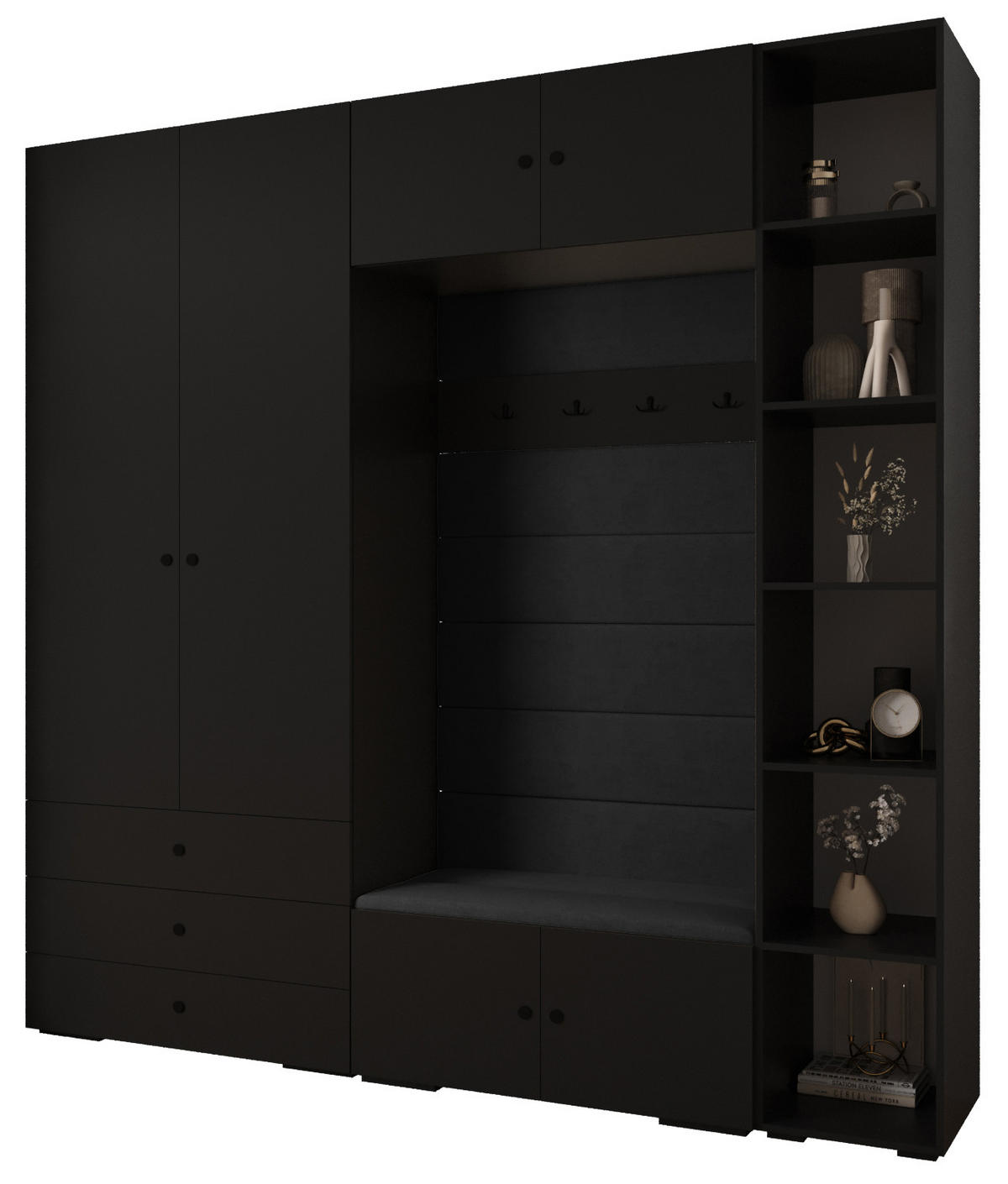 GARDEROBEN-SET 236,7/240/47 - Schwarz, Holz/Metall (240/236.7/47cm) - Abiks Möbel