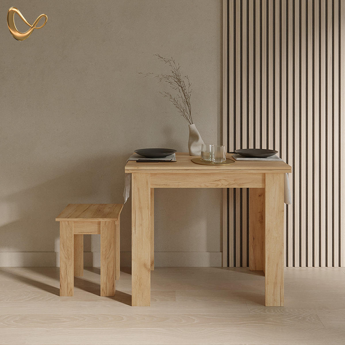 ESSTISCH MIT STUHL Tiberio Sandeiche 90 x 60 cm - Sonoma Eiche, Holzwerkstoff (60/90/76.6cm) - Livinity®