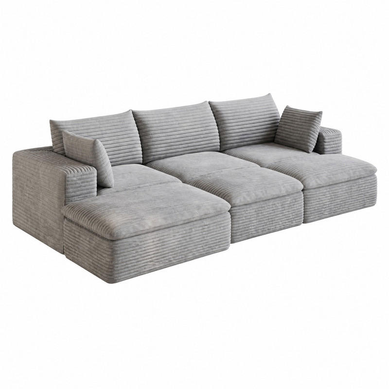 SOFA modular 260 cm Stoff Grau - Grau, Kunststoff (160/60/260.2cm) - Meubliv