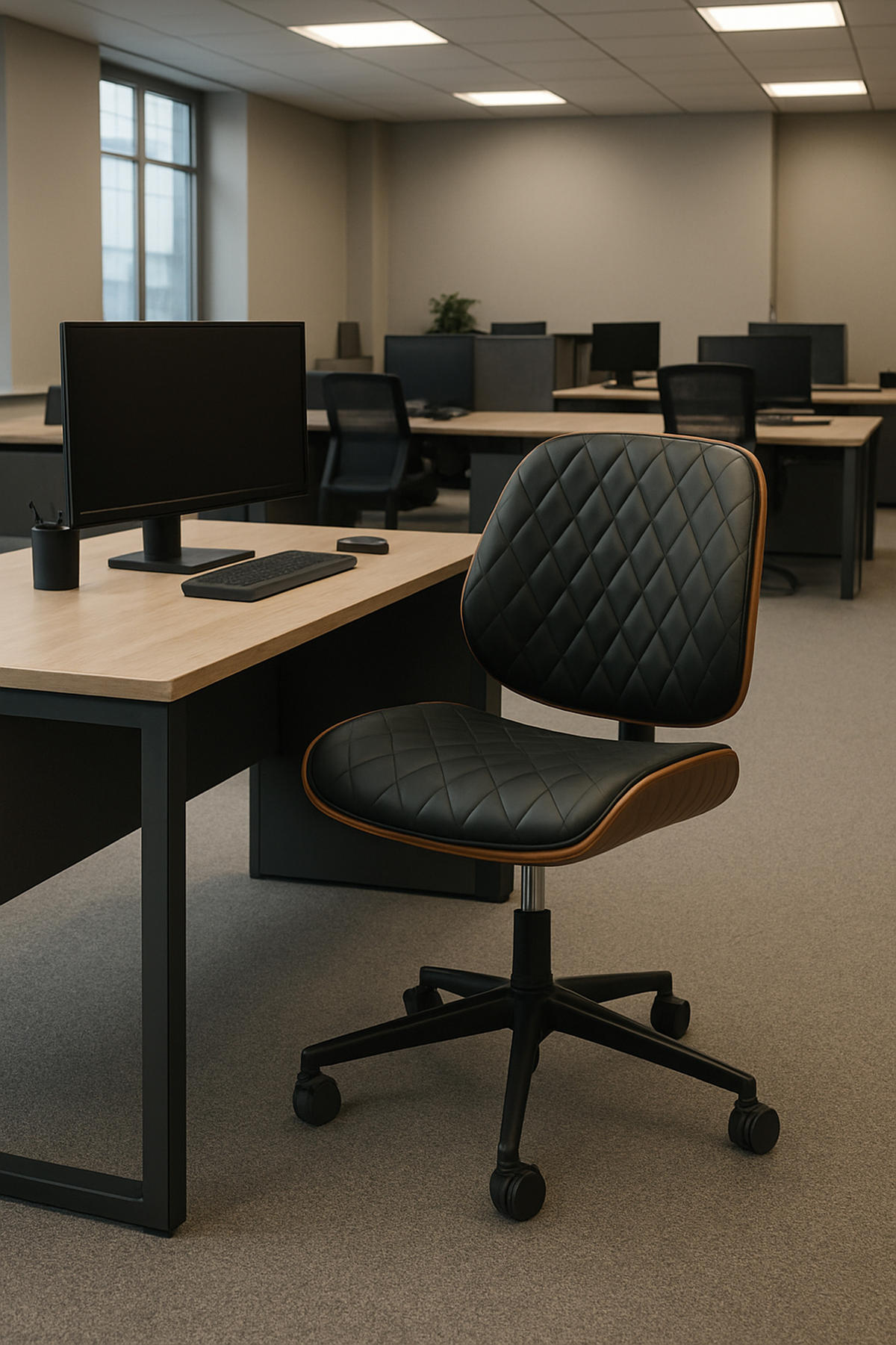 BÜROSTUHL Kryos Kunstleder walnuss/schwarz - Schwarz, Metall (54.5/92/53cm) - TPFLiving