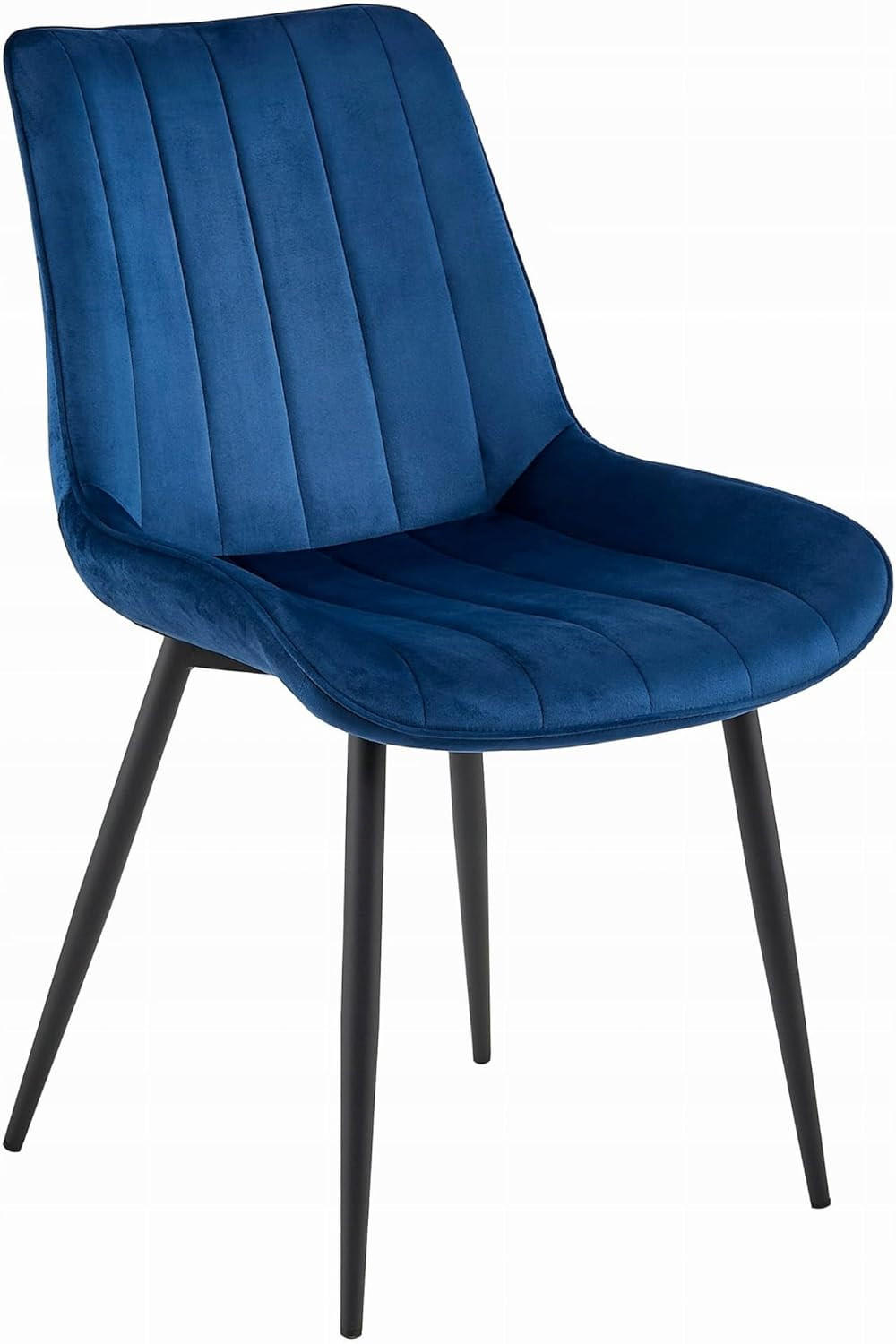 ESSZIMMERSTUHL Marineblaues Velours, geriffelte Rückenlehne, bequeme Sitzfläche - Blau, Textil (56/89/61cm) - Best For Home