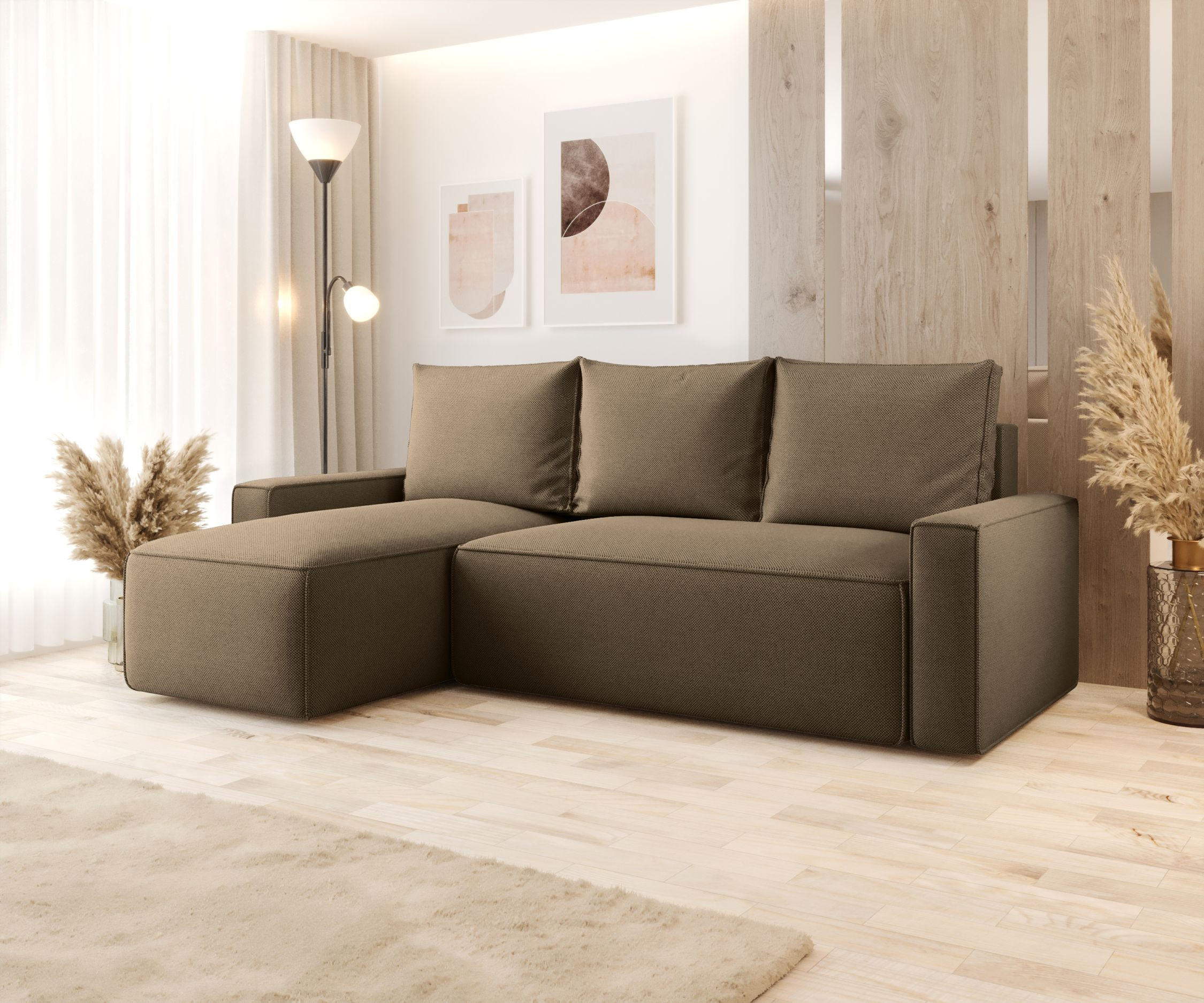ECKSOFA mit Schlaffunktion SAVIO Curio 20 Links - Braun, Textil (232/140cm) - Bedante