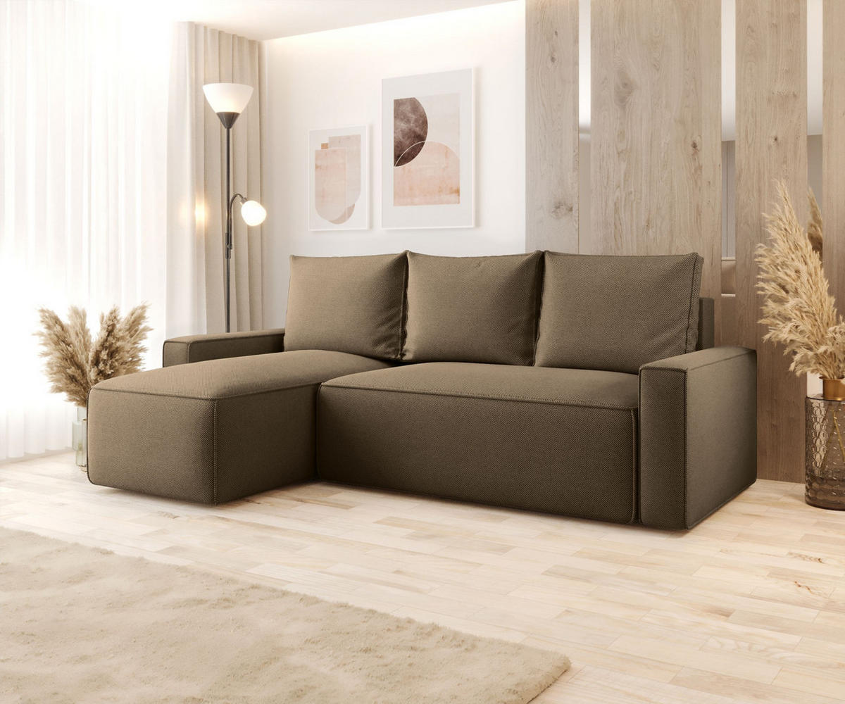 ECKSOFA mit Schlaffunktion SAVIO Curio 20 Links - Braun, Textil (232/140cm) - Bedante