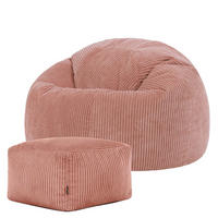 SITZSACK Klassisch + Hocker, Cord - Pink, Kunststoff/Textil (85/50/85cm) - icon