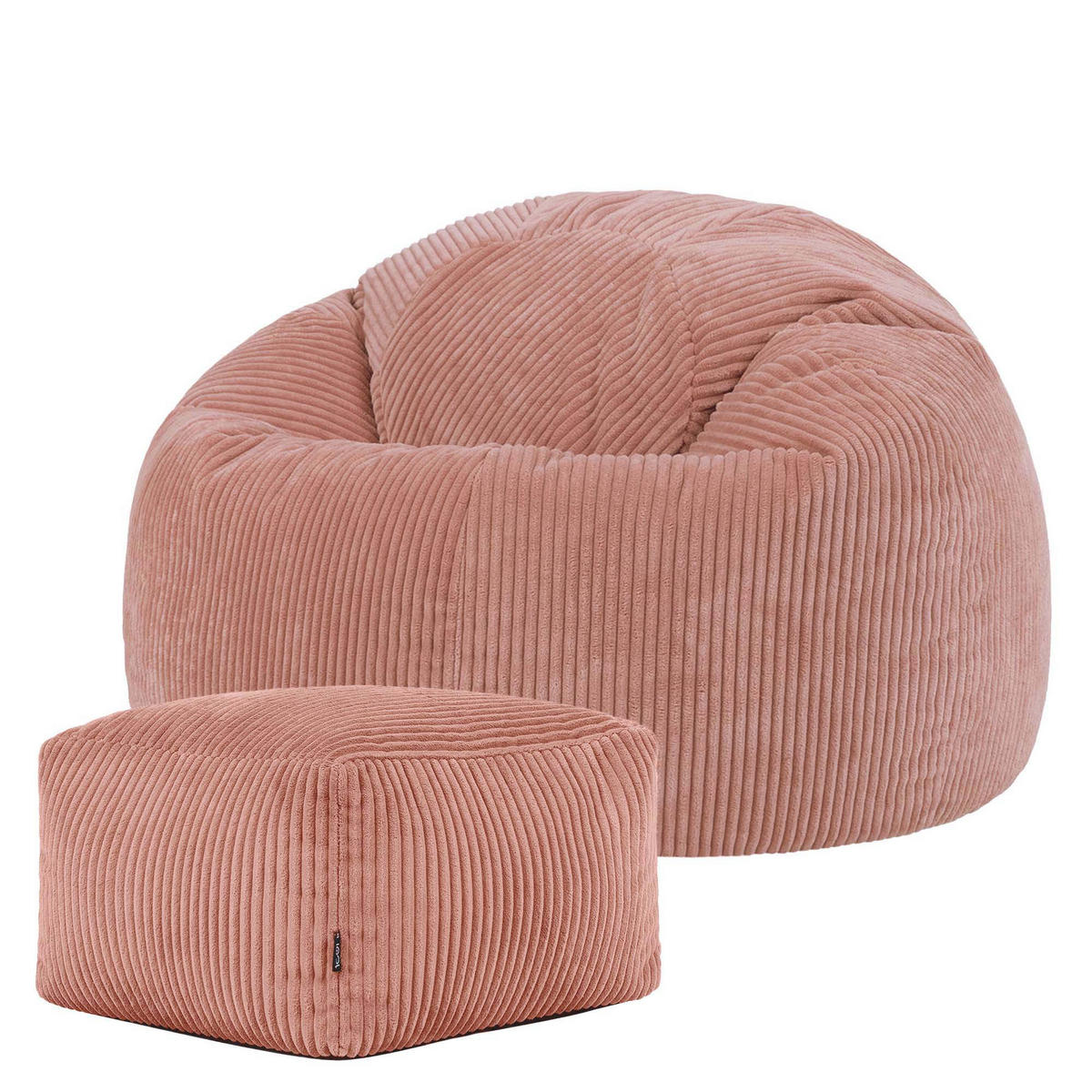 SITZSACK Klassisch + Hocker, Cord - Pink, Kunststoff/Textil (85/50/85cm) - icon