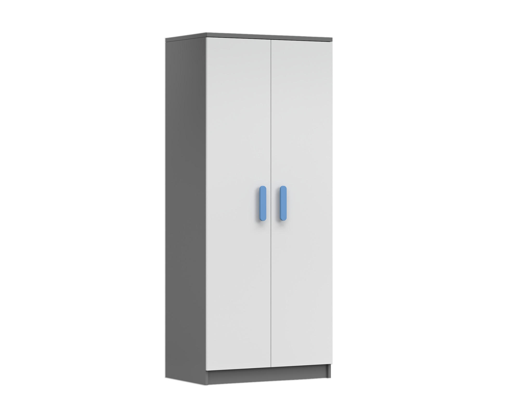 Deine Möbel 24 Kinderkleiderschrank Weiß, Grau, Blau 80x192x50 cm