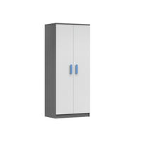 KINDERKLEIDERSCHRANK INGE 06 80/193/50 cm Weiß+Grau/Blau - Blau/Weiß, Holzwerkstoff (80/192/50cm) - Deine Möbel 24