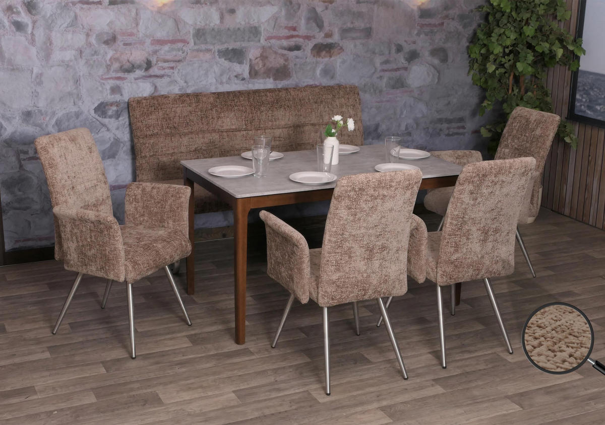 ESSZIMMER-SET Braun 5er-Set - Braun, Textil (160/100/65cm) - MCW