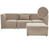 3-SITZER-SOFA Cord taupe mit Ottomane Lemvig - Taupe, Textil (250/78/83cm) - Beliani