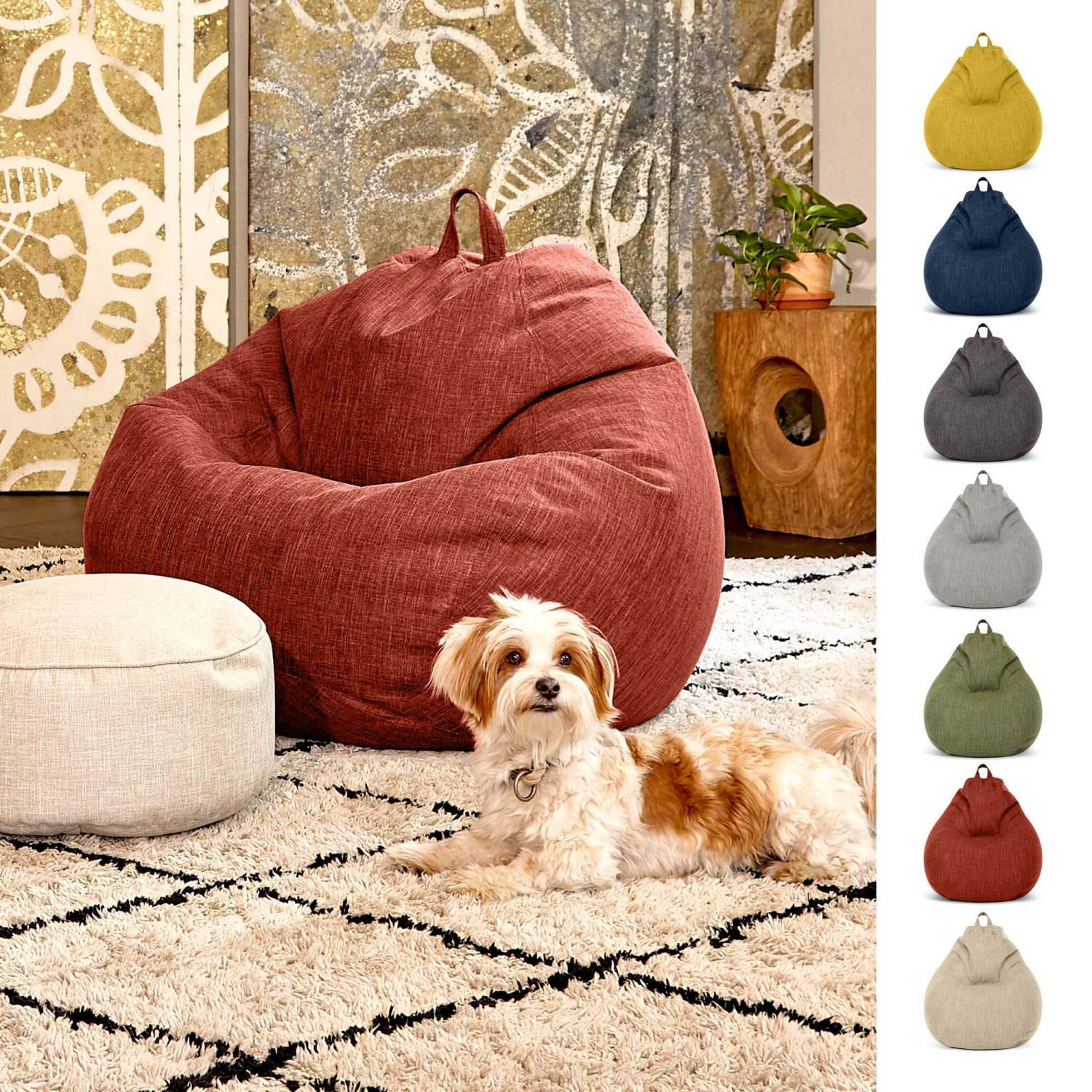 SITZSACK Indoor "Home Linen" - 300 Liter - Rot, Textil (100/120/50cm) - Green Bean