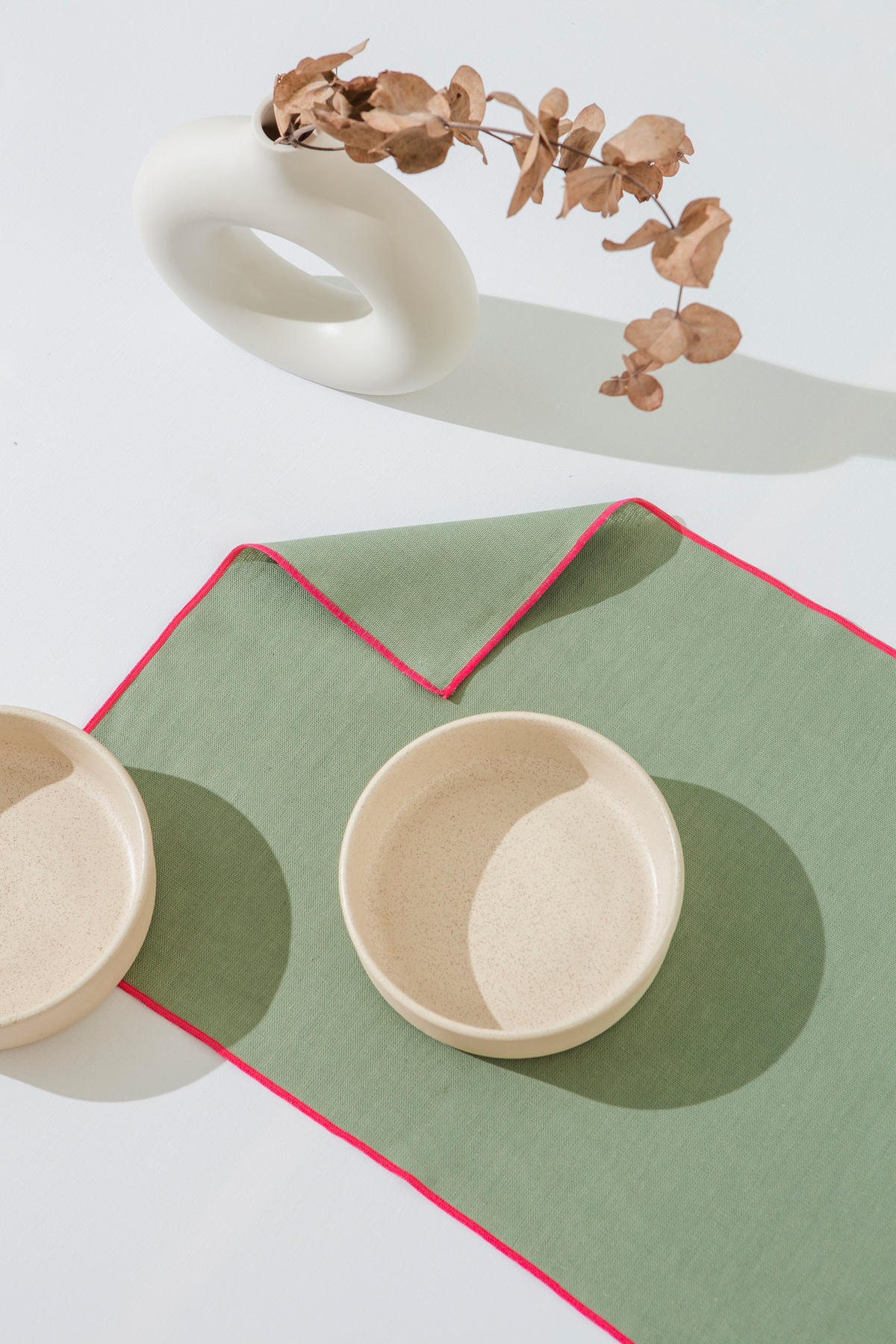 TISCHET 8-teilig, 100% Leinen, türkis und lila SET CONTRAST EDGE - Türkis, Textil (40/130cm) - RNT By Really Nice Things