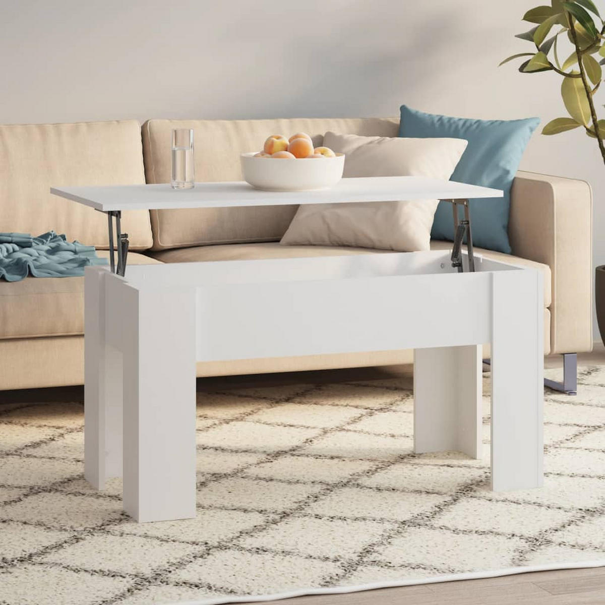 COUCHTISCH Weiß 101x49x52 cm Holzwerkstoff - Weiß, Holzwerkstoff (101/49/52cm) - furnicato