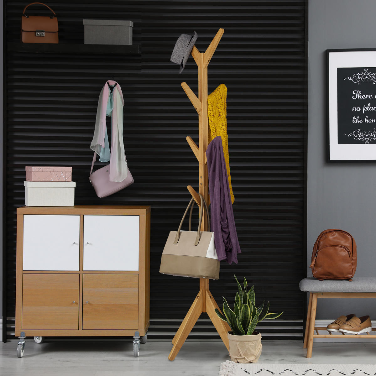GARDEROBENSTÄNDER - Hellbraun, Holz (53/181.5/53cm) - Relaxdays