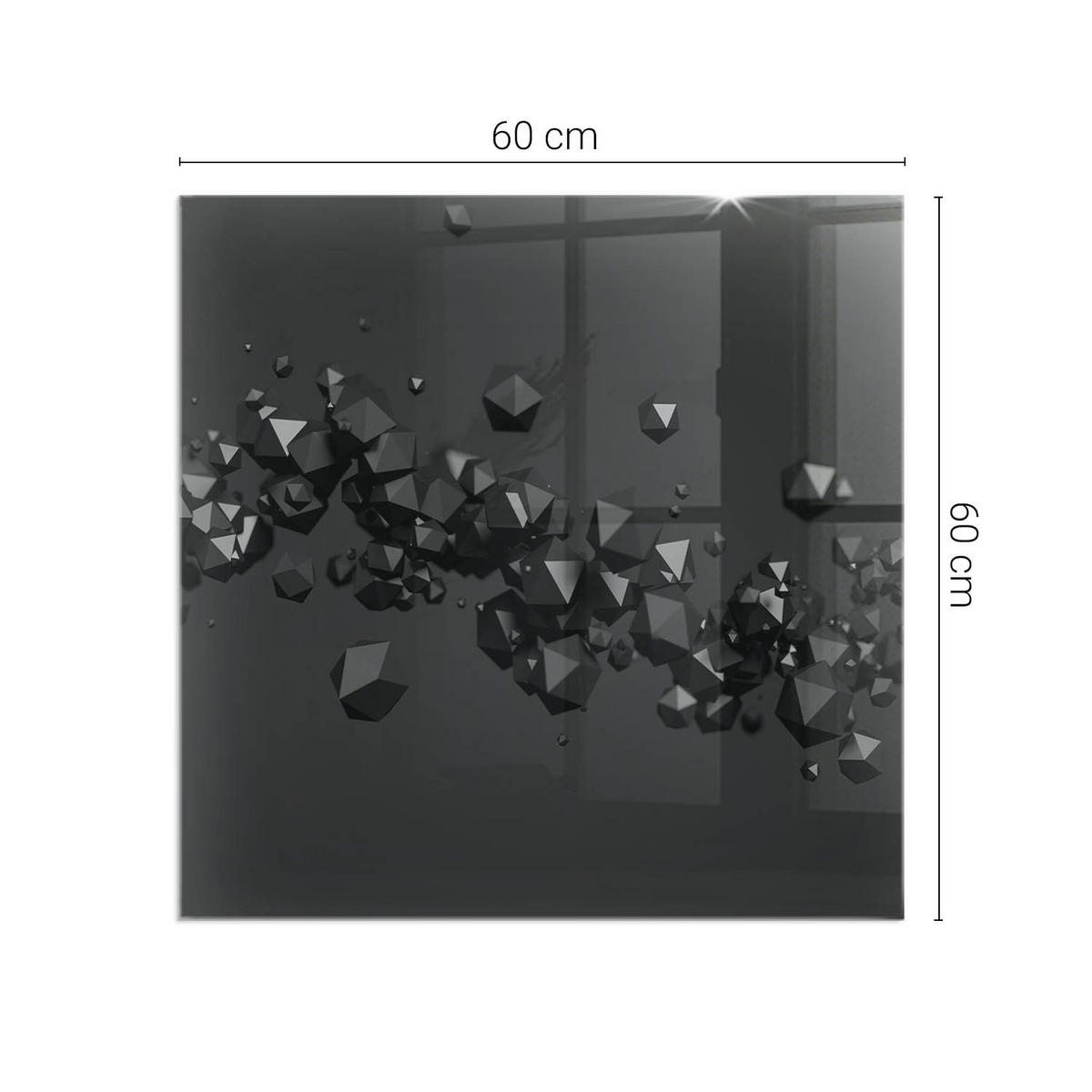 GLASPLATTE für Kamin 60x60 cm - Schwarz, Glas (60/60/0.4cm) - TULUP