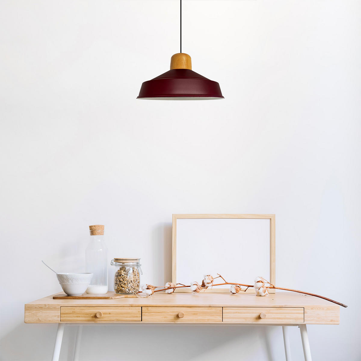 PENDELLEUCHTE Asletl 40/30 cm - Dunkelrot, Metall (40/30cm) - Bamyum