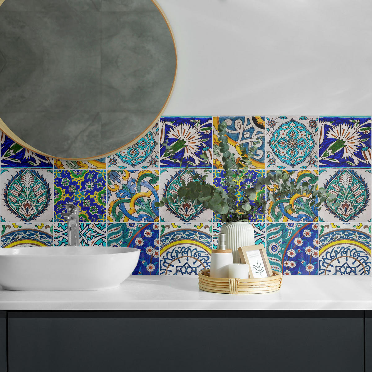 WANDPANEEL 4x 50x50 cm selbstklebend Cordalla - Dunkelblau, Kunststoff (50/1.6/50cm) - Wallfluent