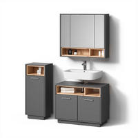 BADMÖBEL-SET Temo Anthrazit 3 Teile - Anthrazit/Sonoma Eiche, Holzwerkstoff (80/93/40cm) - Livinity®