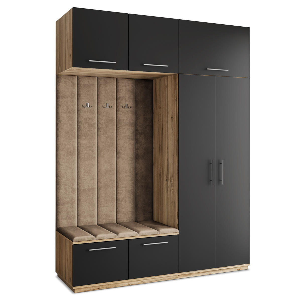GARDEROBENSCHRANK REMA 180/240/60 cm Modern Garderobe-Set Eiche Wotan - Beige/Eiche Wotan, Holzwerkstoff (180/240/60cm) - MASSENO