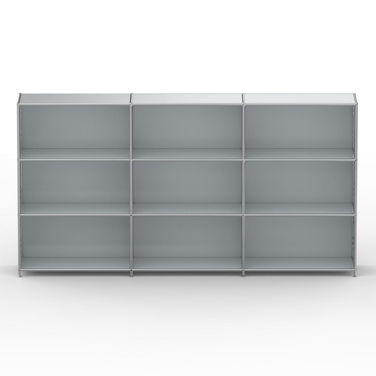 AKTENSCHRANK Büro, 9 offene Fächer, Breite 227 cm, Lichtgrau - Chromfarben/Hellgrau, Metall (40/118/227.2cm) - Versee