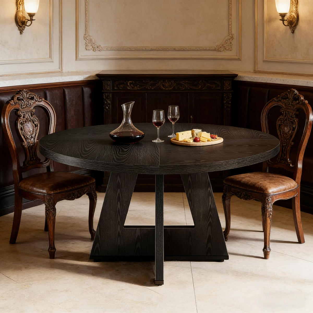 ESSTISCH Schwarz 120/120/75 cm - Schwarz, Holz (120/120/75cm) - PANGIVO