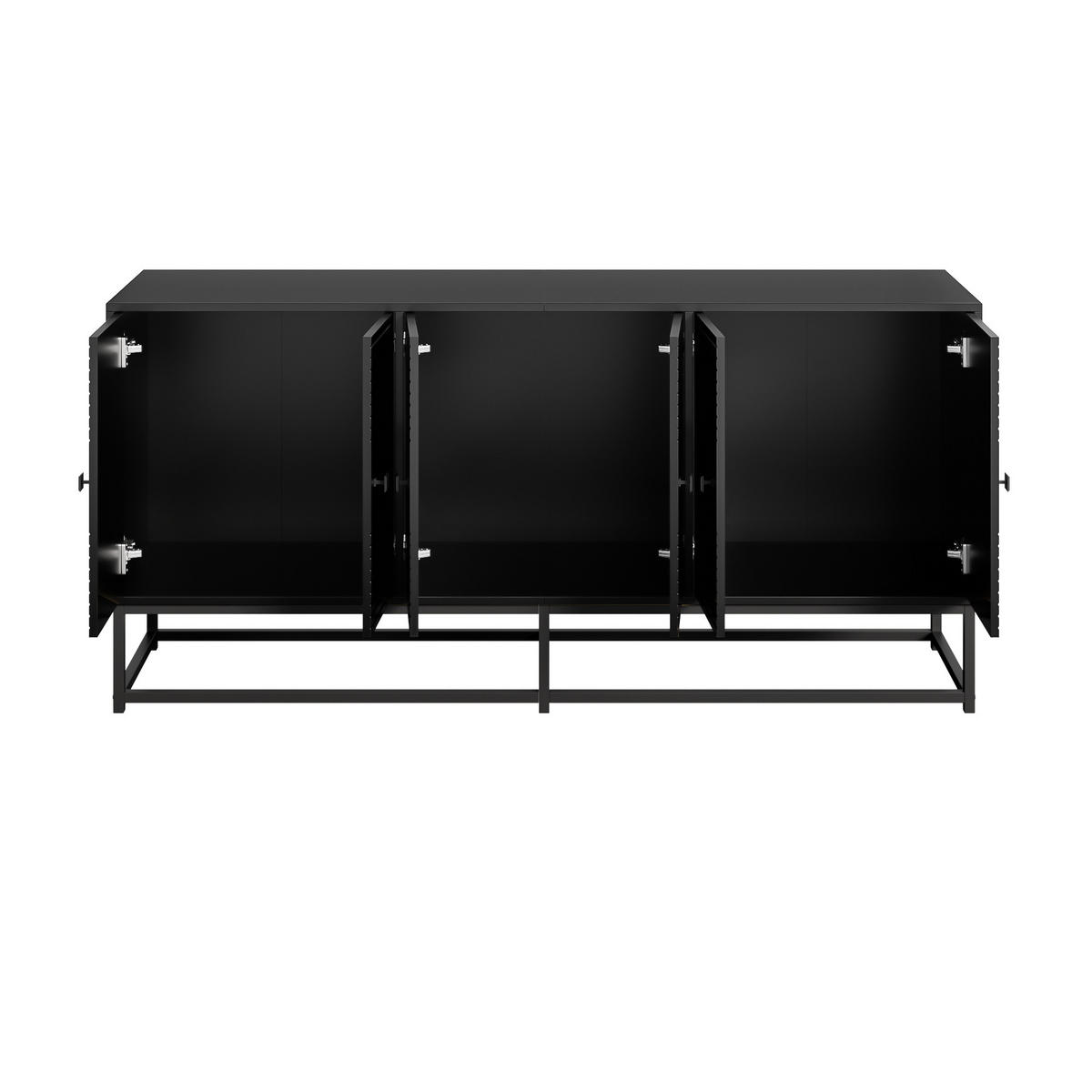 SIDEBOARD schwarz 3 Türen Stauraum - Schwarz, Holzwerkstoff (160/75.5/38cm) - Fortuna Lai