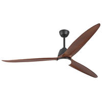 DECKENVENTILATOR DE-16239 72 Zoll dimmbar mit Steuergriff Schwarz - Walnussfarben, Holz/Metall (183/183/45cm) - ComfortXL