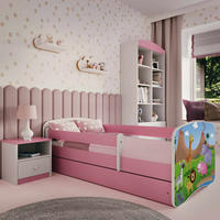 KINDERBETT Safari 70x140 cm mit Matratze, Schublade, Rausfallschutz & Lattenrost, Rosa - Rosa, Holzwerkstoff (70/140cm) - RAUMHIRSCH FURNITURE