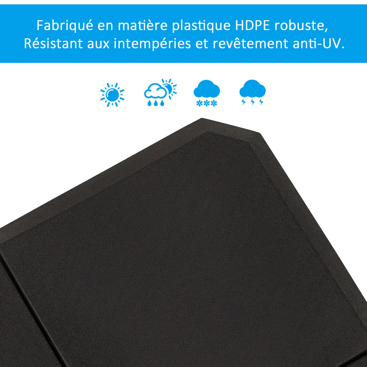 SCHIRMPLATTEN Schwarz 4er-Set 100/100/9,5 cm - Schwarz, Kunststoff (100/100cm) - PANGIVO