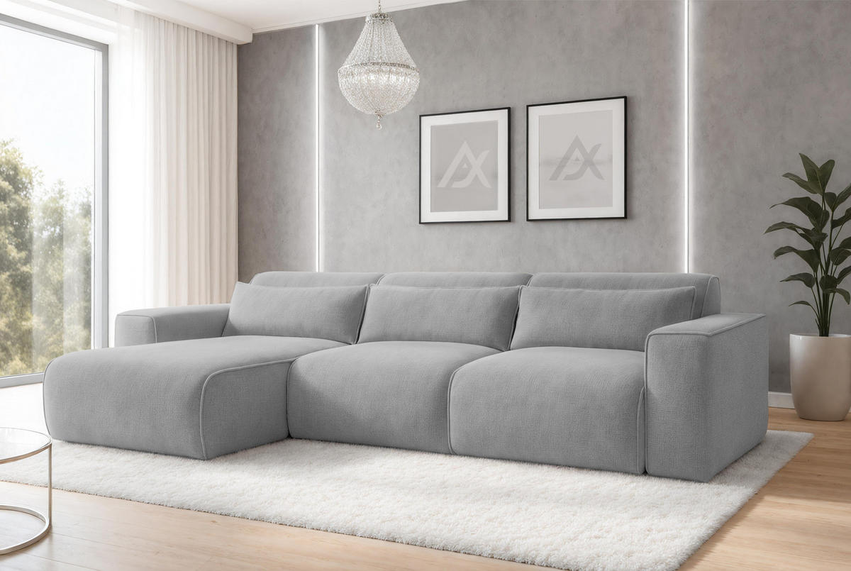 ECKSOFA L Form Ruyam Dunkelgrau 310/165/78 cm – Schlaffunktion Links - Dunkelgrau/Schwarz, Kunststoff/Textil (170/310cm) - AX Living